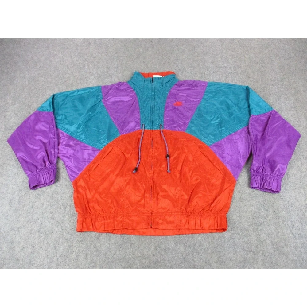 VINTAGE Nike Jacket Womens Extra Large Red Elite Colorblock Windbreaker Zip 90s